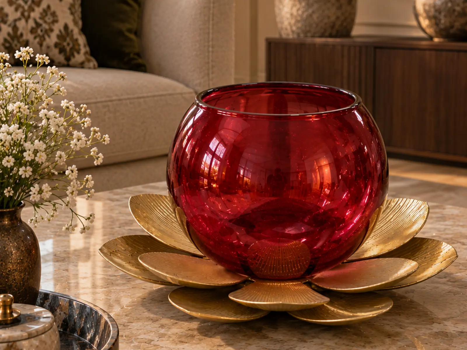 Lotus Glass Candle Holder