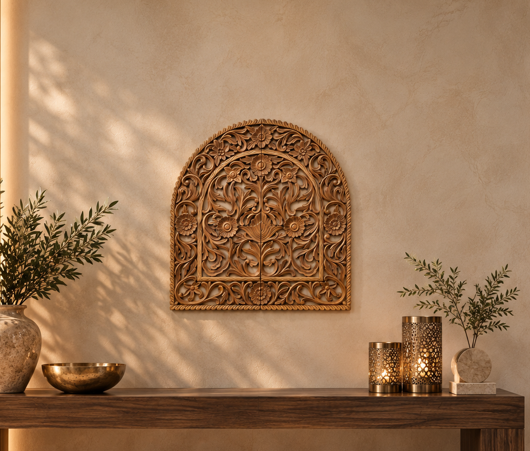 Carved Floral Arch Panel