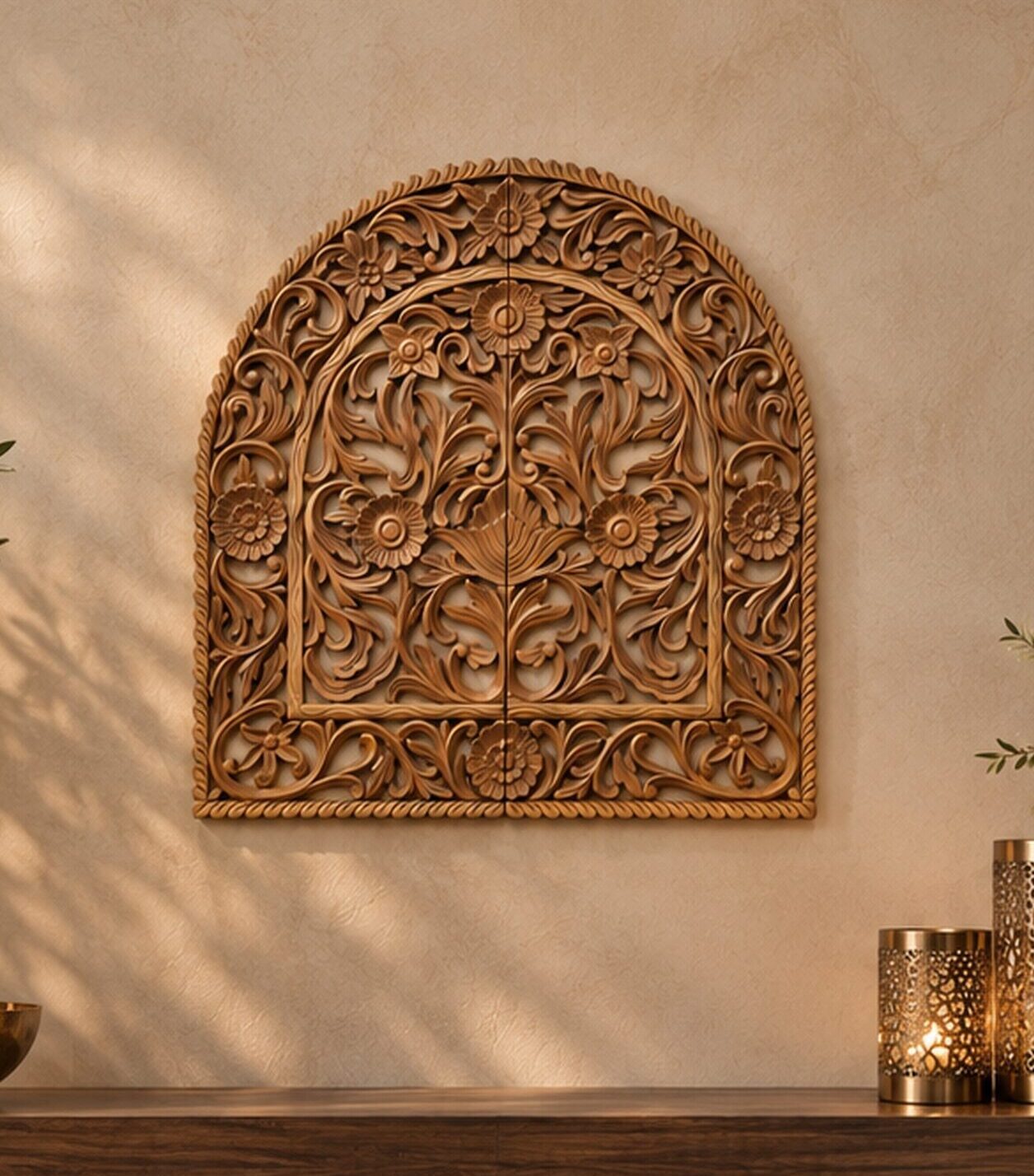 Carved Floral Arch Panel