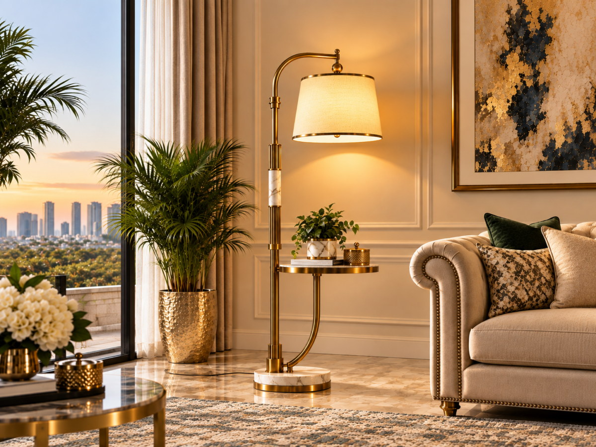 Sculptural Brass Floor Lamp