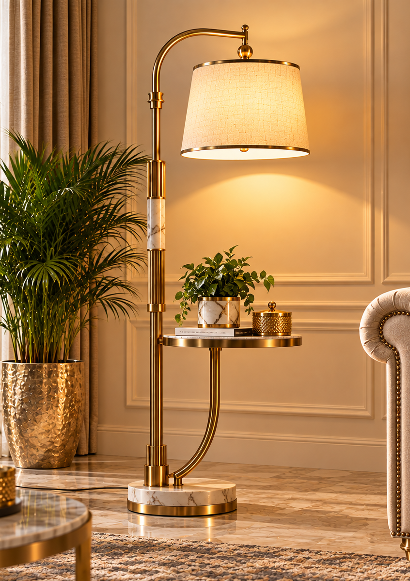 Sculptural Brass Floor Lamp